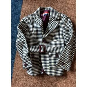 Elegant Heir Vintage Houndstooth Wool Jacket Belt‎ - 4/5T